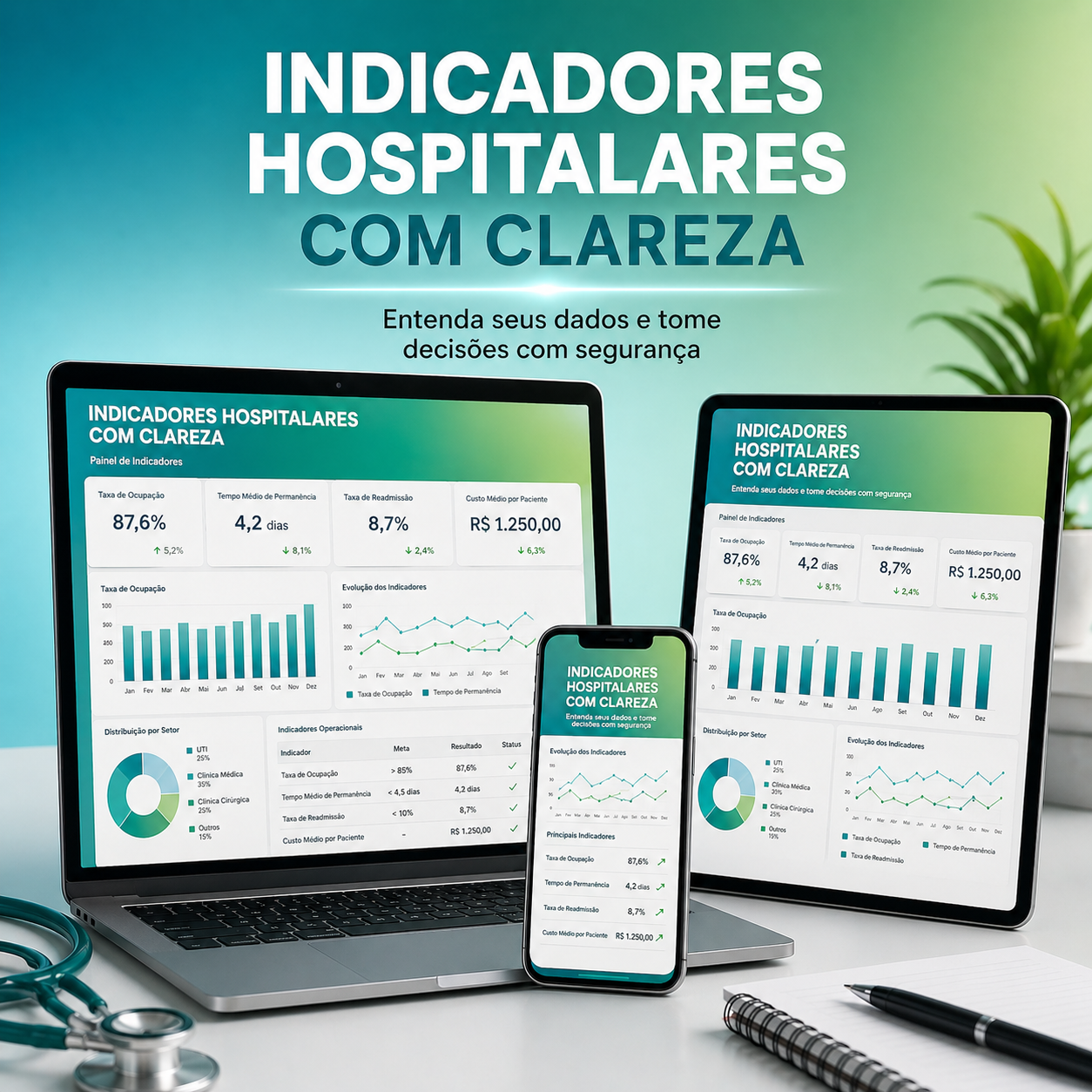 Mockup do produto Indicadores Hospitalares