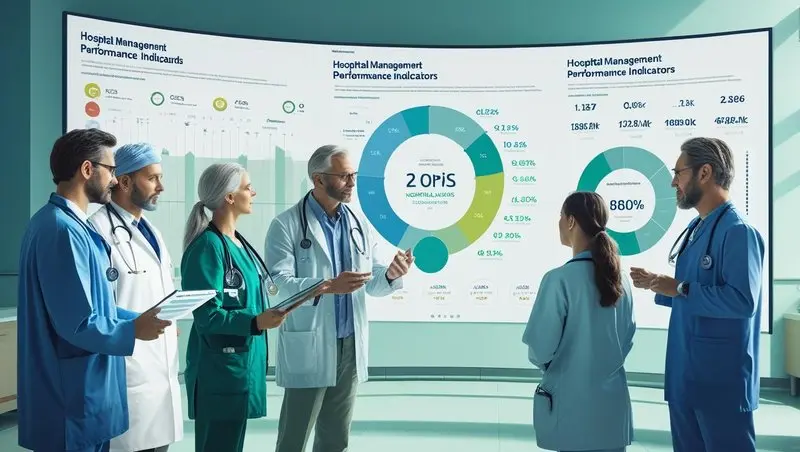 Profissionais de saúde analisando indicadores hospitalares