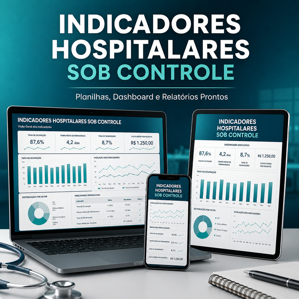 Mockup do produto Indicadores Hospitalares